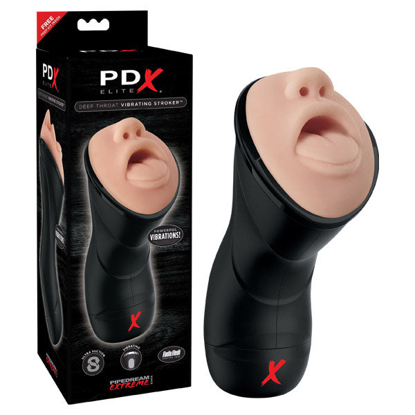 PDX Elite Deep Throat Vibrating Stroker - Flesh