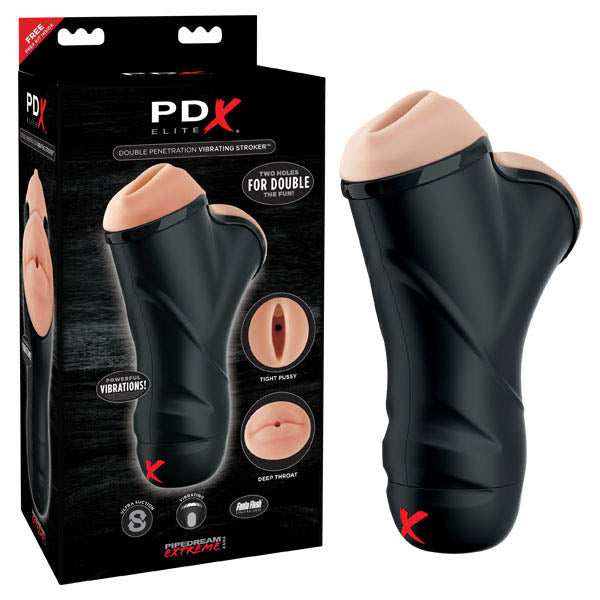 PDX Elite Double Penetration Vibrating Pussy/Mouth Stroker