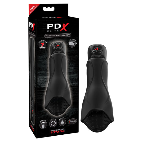 PDX Elite Vibrating Roto-Teazer - Black Vibrating Masturbator