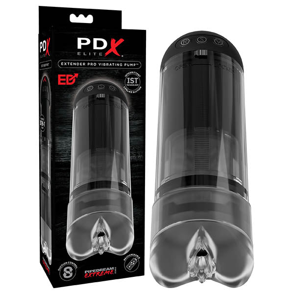 Pipedream Extreme Toyz Elite Extender Pro Vibrating Penis Pump - USB Rechargeable Powered Penis Pump
