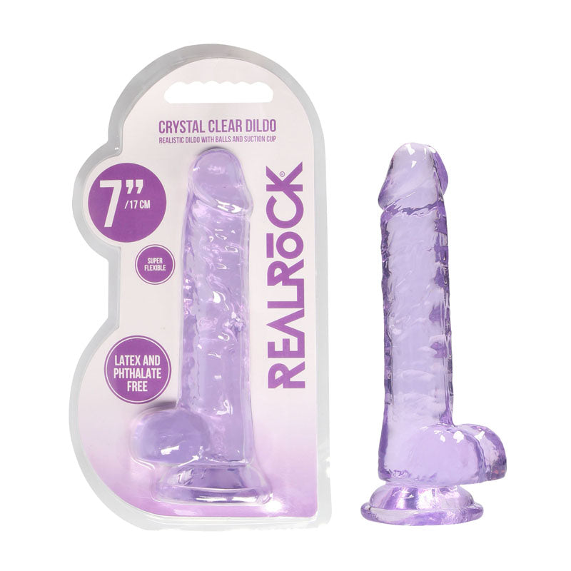 RealRock 7 Inch Realistic Purple Dildo With Balls