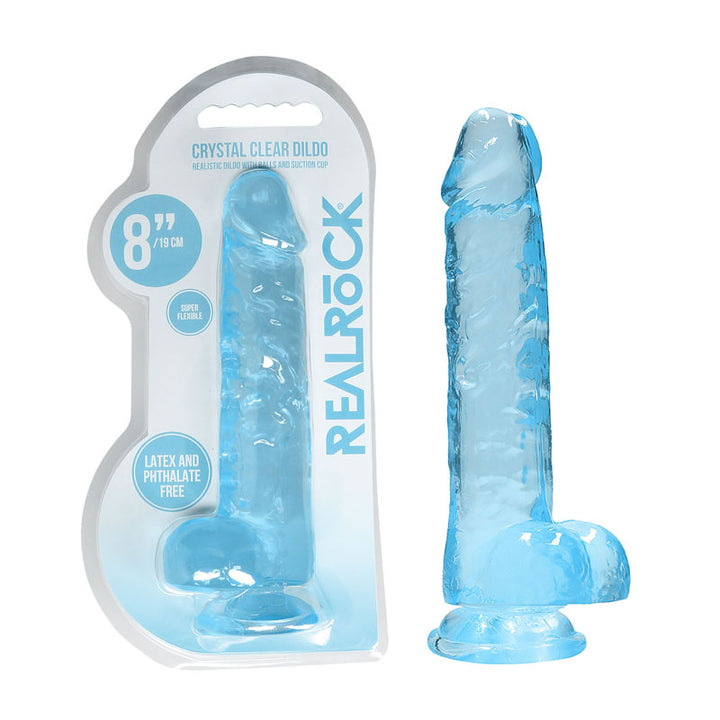 RealRock 8 Inch Realistic Dildo With Balls - Blue