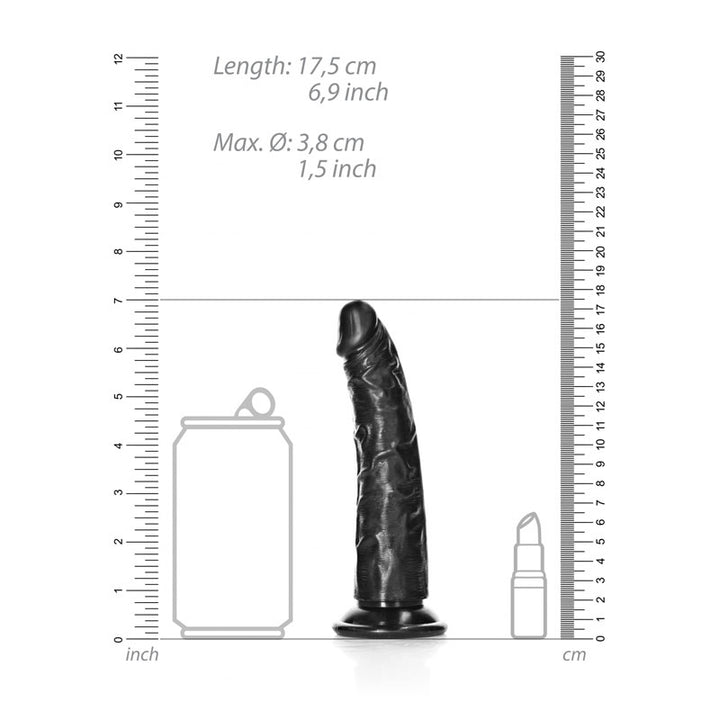 RealRock 6 Inch Realistic Slim Dildo without Balls - Black