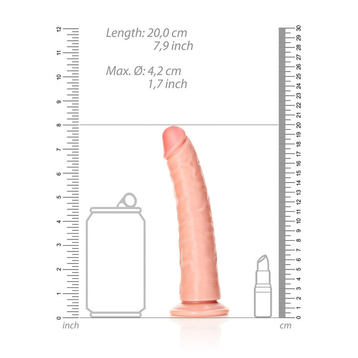 RealRock 7 Inch Realistic Slim Dildo with Suction Cup - Flesh
