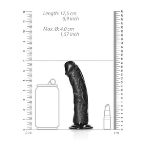 RealRock Realistic 6 Inch Curved Dildo with Suction Cup - Black