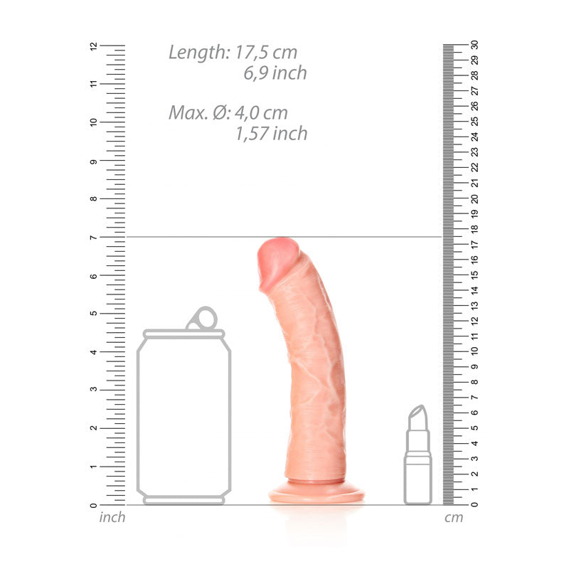 RealRock Realistic 6 Inch Curved Dildo with Suction Cup - Flesh