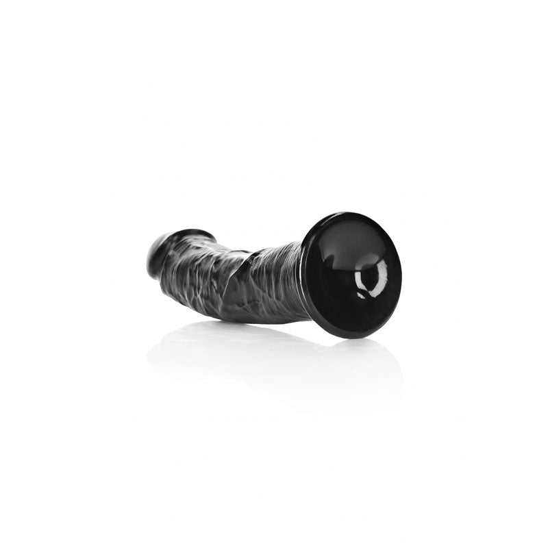 RealRock 7 Inch Realistic Regular Curved Dildo with Suction Cup - Black