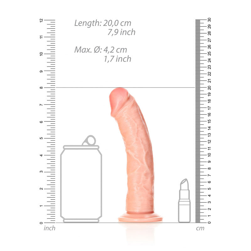 RealRock 7 Inch Realistic Regular Curved Dildo with Suction Cup - Flesh