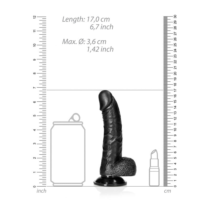 RealRock Realistic 6 Inch Curved Dong with Balls - Black