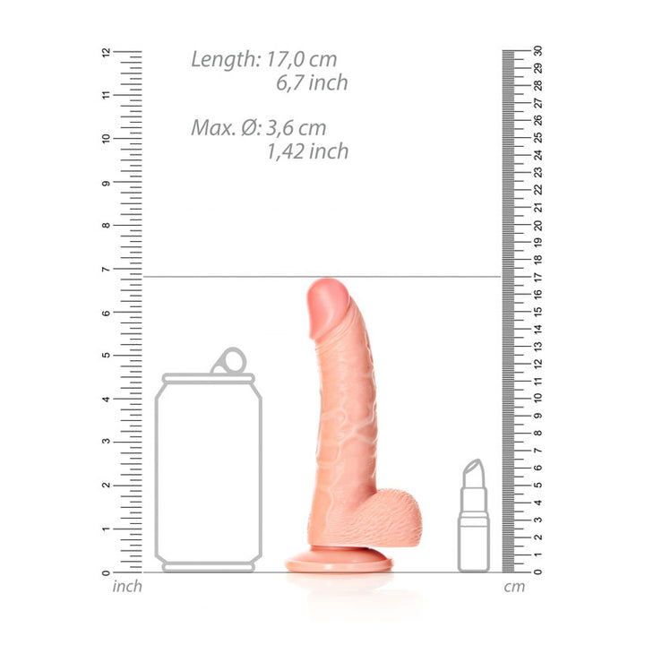 RealRock Realistic 6 Inch Curved Dong with Balls - Flesh