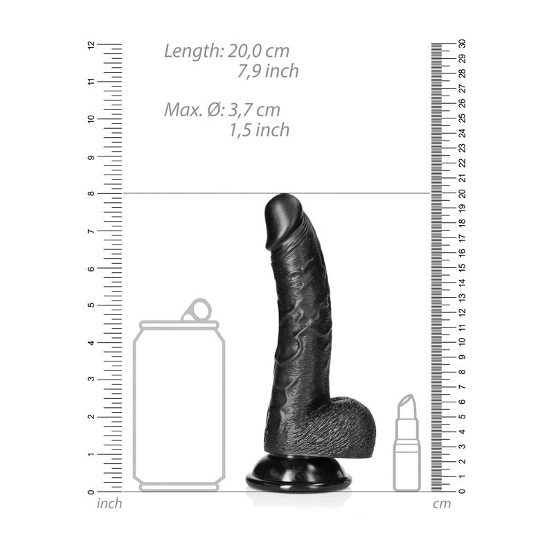 RealRock Realistic 7 Inch Regular Curved Dong with Balls - Black