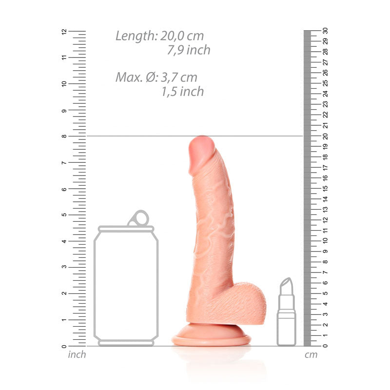 RealRock Realistic 7 Inch Curved Dong with Balls - Flesh