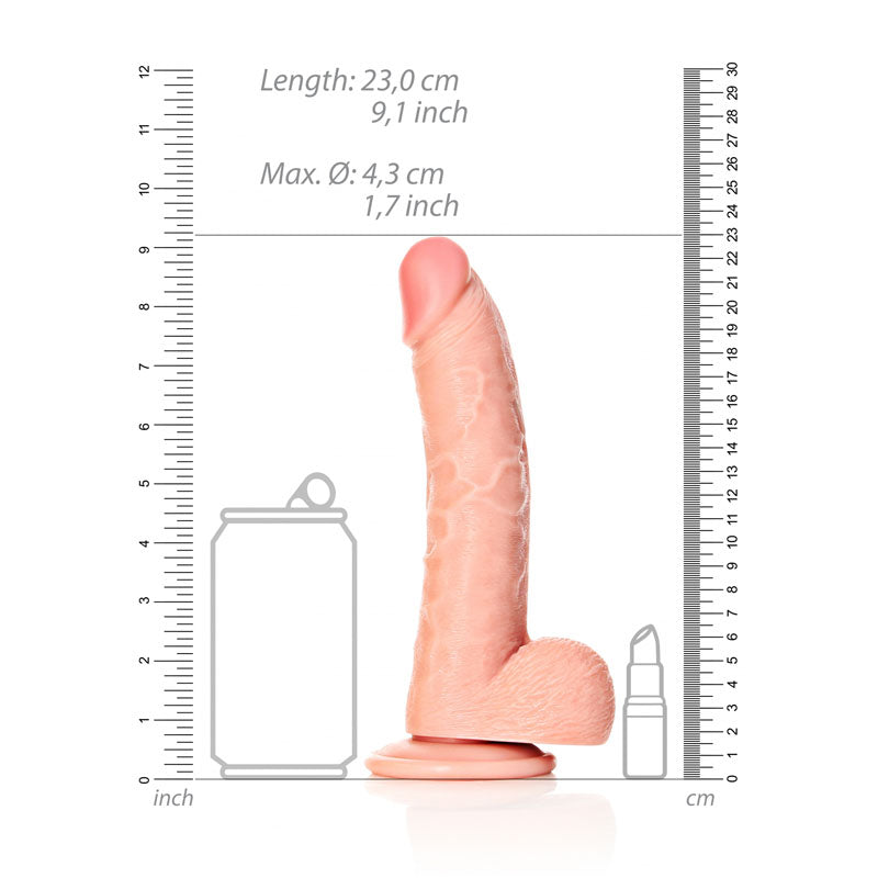 RealRock Realistic 8 Inch Curved Dong with Balls - Flesh
