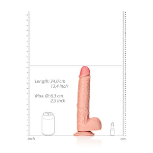 RealRock 12 Inch Straight Realistic Dildo with Balls - Flesh