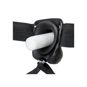 RealRock 9 Inch Hollow Strap- On with Balls - Black