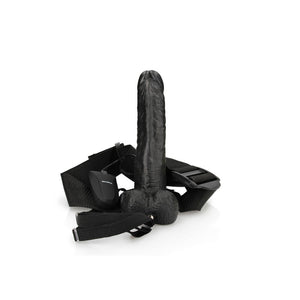 RealRock 7 Inch Vibrating Hollow Strapon with Balls - Black