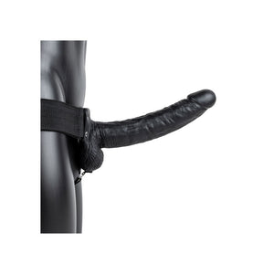 RealRock 9 Inch Vibrating Hollow Strap-On with Balls - Black