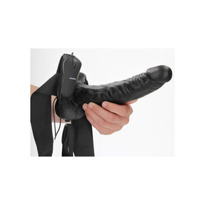 RealRock 9 Inch Vibrating Hollow Strap-On with Balls - Black