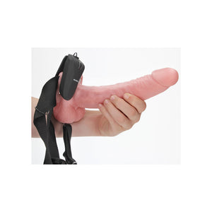 RealRock 9 Inch Vibrating Hollow Strap-On with Balls - Flesh