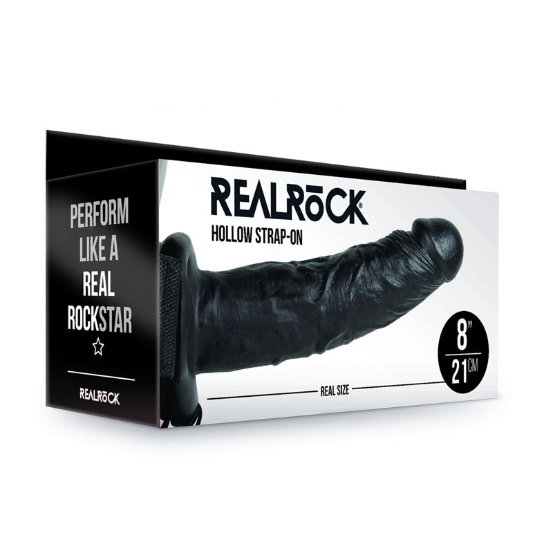 RealRock 8 Inch Hollow Strap-On - Black