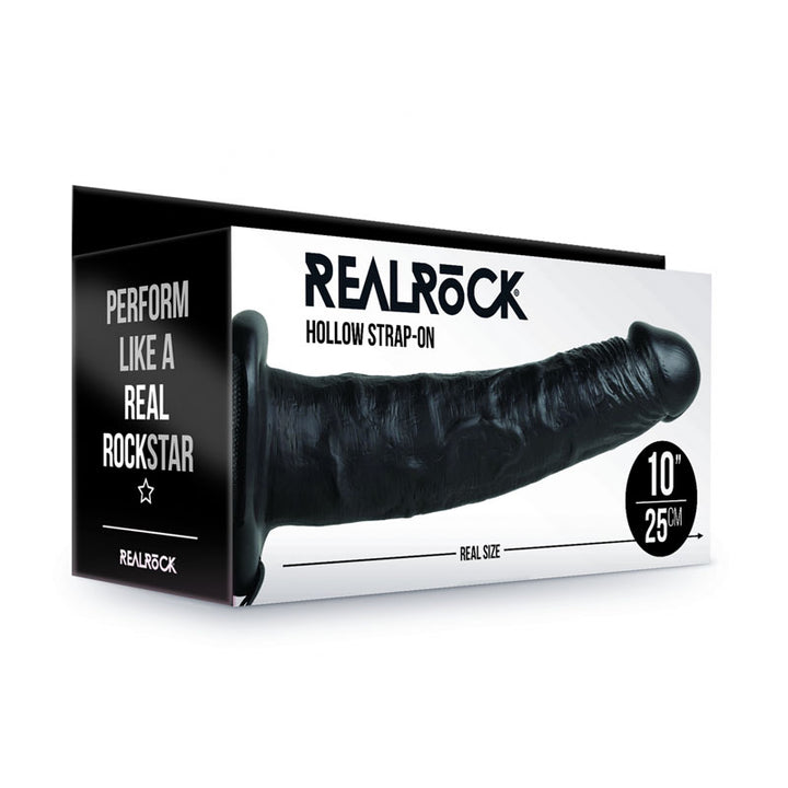 RealRock 10 Inch Hollow Strap-On - Black