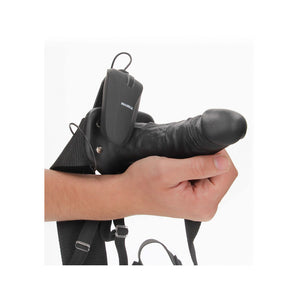 RealRock 6 Inch Vibrating Hollow Strap-On - Black