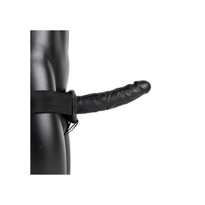 RealRock 8 Inch Vibrating Hollow Strap-On - Black
