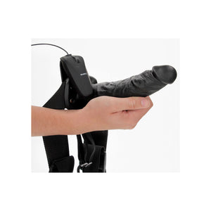 RealRock 8 Inch Vibrating Hollow Strap-On - Black