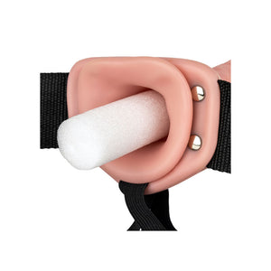 RealRock 8 Inch Vibrating Hollow Strap-On - Flesh
