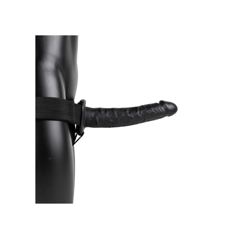 RealRock 10 Inch Vibrating Hollow Strap-On - Black