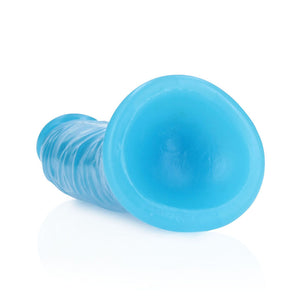 RealRock 6 Inch Slim Glow in the Dark Neon Dildo- Blue
