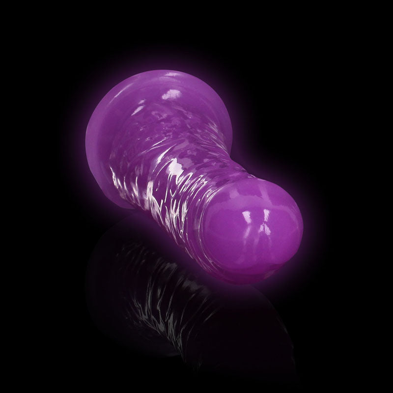 RealRock 6 Inch Slim Glow in the Dark Neon Dildo - Purple