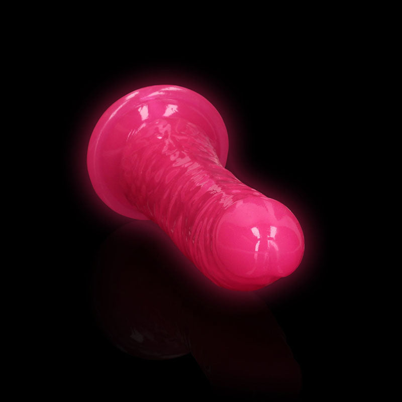 RealRock 7 Inch Slim Glow in the Dark Neon Dildo - Pink