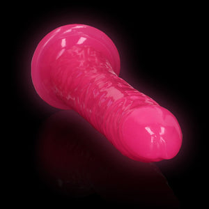 RealRock 8 Inch Slim Glow in the Dark Neon Dildo - Pink