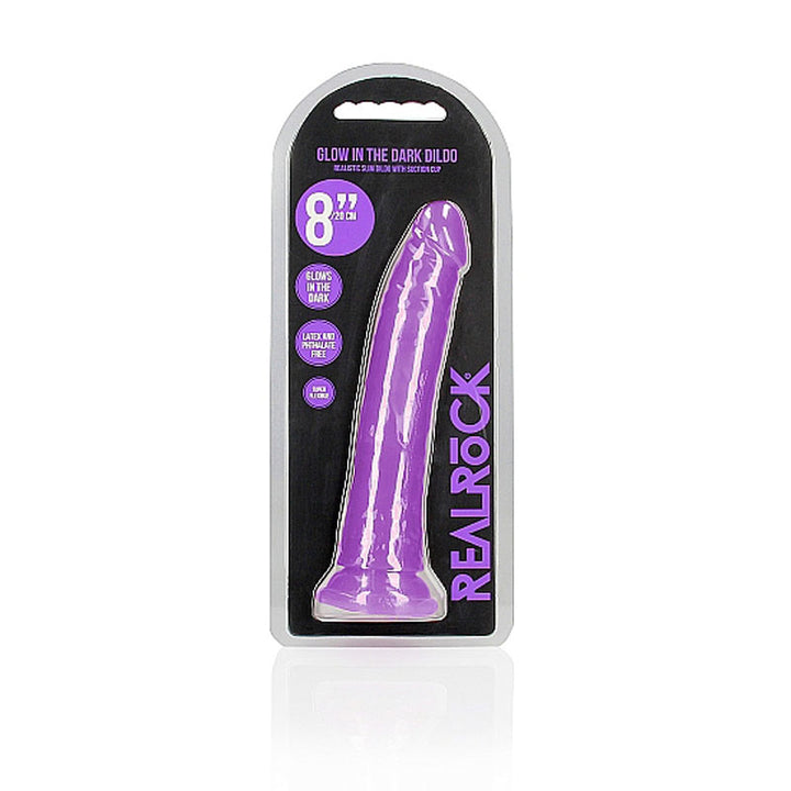 RealRock 8 Inch Slim Glow in the Dark Neon - Purple