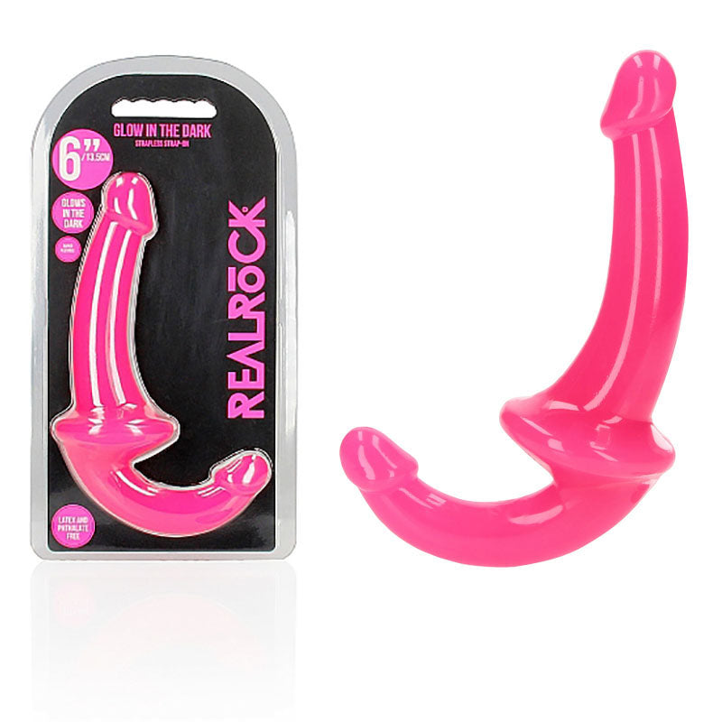 RealRock 6 Inch Strapless Glow in the Dark Strap-On - Pink