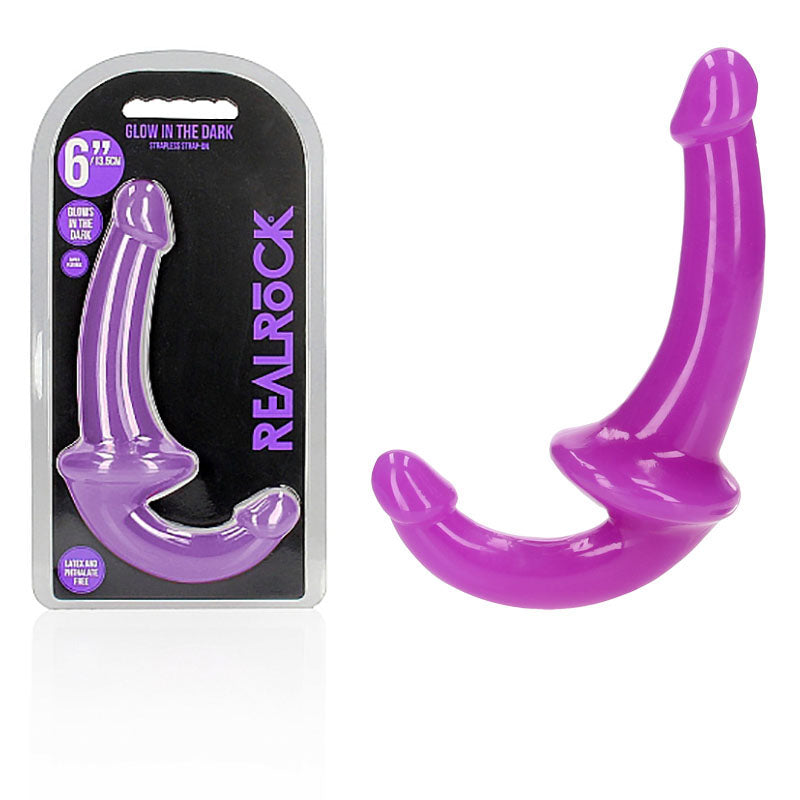 RealRock 6 Inch Strapless Glow in the Dark Strap-On - Purple