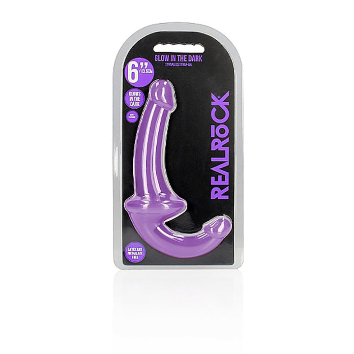 RealRock 6 Inch Strapless Glow in the Dark Strap-On - Purple