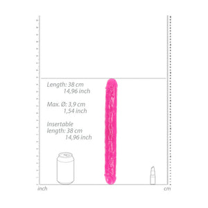 RealRock 15 Inch Glow in the Dark Double Dong - Pink
