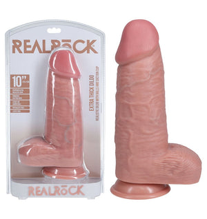 RealRock 10 Inch Extra Thick Dildo with Balls - Flesh