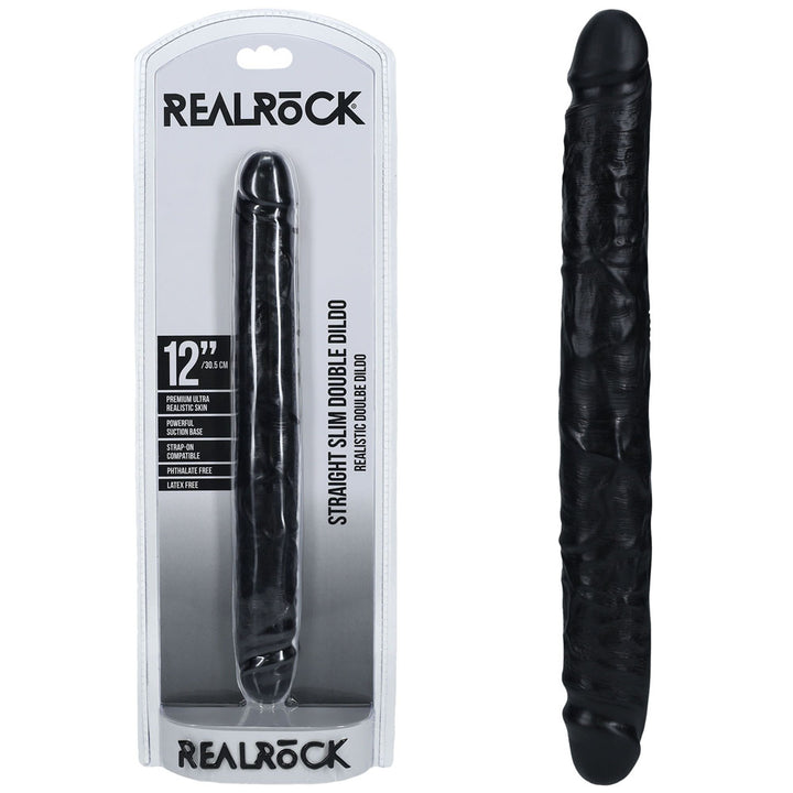 RealRock 12 Inch Slim Double Dildo - Black