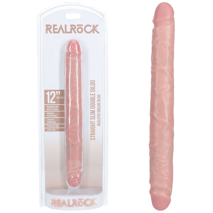 RealRock 12 Inch Slim Double Dildo - Flesh