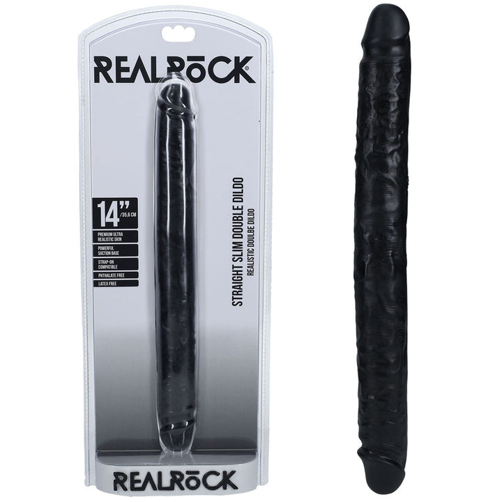 RealRock 14 Inch Slim Double Dildo - Black
