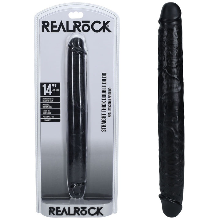RealRock 14 Inch Thick Double Dildo - Black