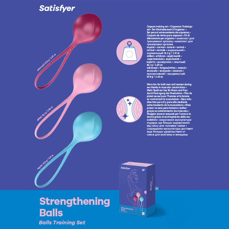 Satisfyer Strengthening Balls - Coloured - Weighted Kegel Balls - Set of 3