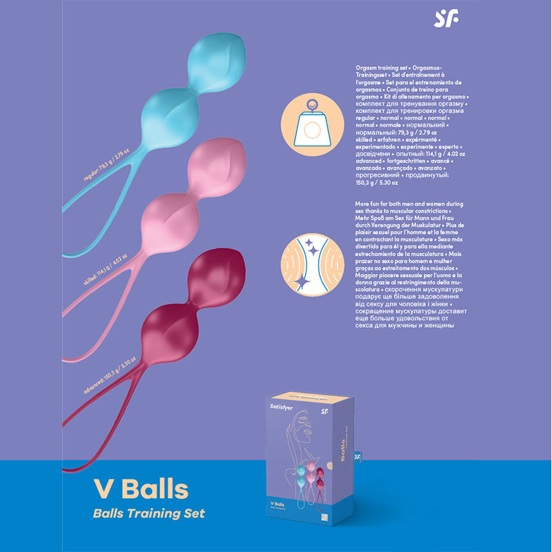 Satisfyer Loveballs 3 - Coloured Weighted Kegel Balls - Set of 3