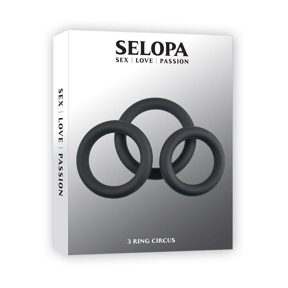 Selopa 3 Ring Circus - Cock Rings - Black - Set of 3