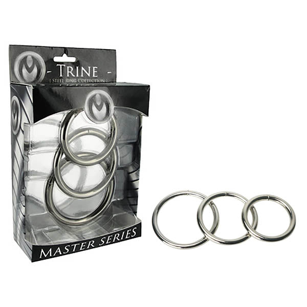 Master Series Trine Steel Cock Rings - Pack of 3