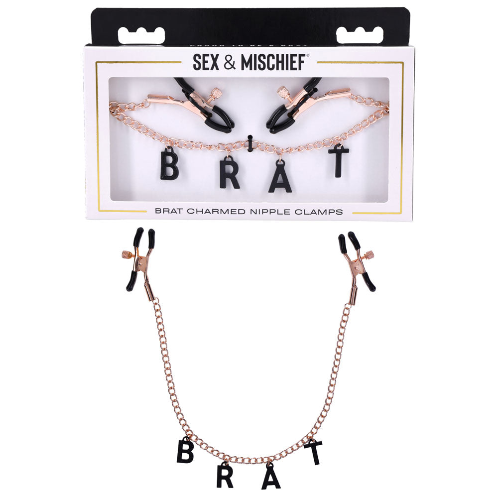 Sex & Mischief Brat Charmed Nipple Clamps - Rose Gold