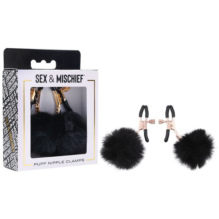 Sex & Mischief Puff Nipple Clamps - Black - Set of 2